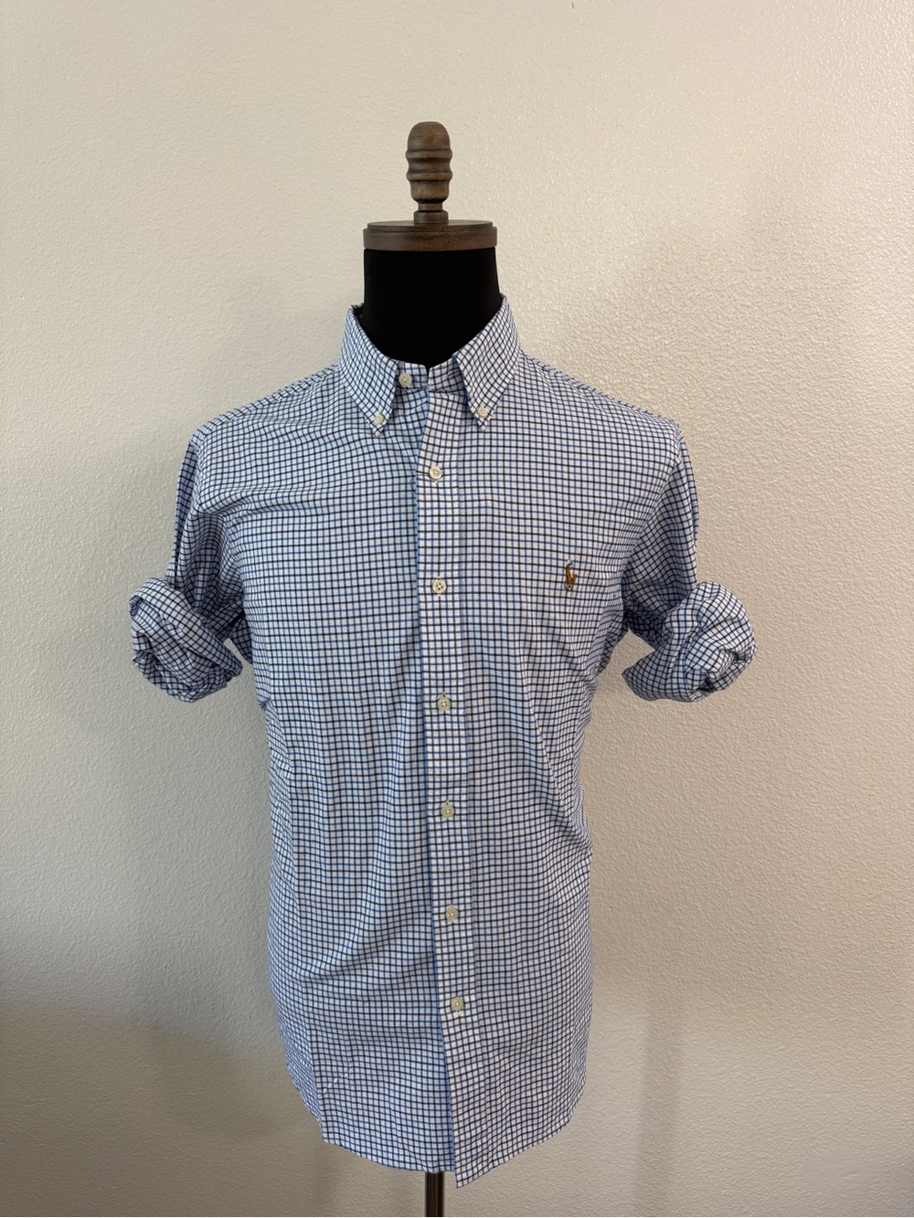 Ralph Lauren Blue and White Gingham Button-Down Shirt